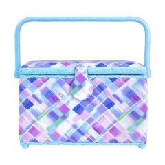 **- Sewing Basket -** Large Rectangle - Geometric Lilac ##-Birch 010907-GEOMETRIC-LILAC-##
