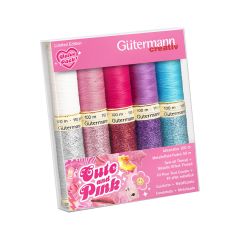 **-Gutermann Cute & Pink Box Set Sew-** All Thread 100m X 5 Rl & Metallic Effect Thread W331 50m X 5 Rl ##-Gutermann 713323-1-##