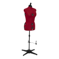 **-Adjustable Dressmakers Dummy - Diana in Red-** Diana in Red Fabric with Hem Marker, Dress Form, 4 Sizes Small to Full Figure. Pin, Measure, Fit and Display your Clothes on this Tailors Dummy ##-Sewing Online SPDM163---4-5-7-9-##