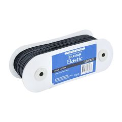 **-Uni Trim Elastic Premium Braided 3mmx300m Black (Dkblue Label)-** ##-Unitrim U4961-3-##