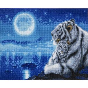 **-Craft Buddy Crystal Art Kit Lullaby White Tigers 40x50cm-** ##-Craft Buddy 020951-LULLABY-WHITE-TIGERS-##