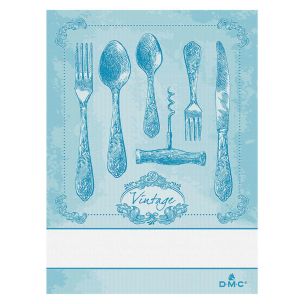 **-Dmc Ready To Stitch Towel 100% Co-** Design Cutlery 081/Petrol 60x80cm ##-Dmc 119152-RS2670-081-##