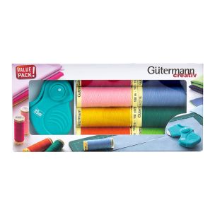 **-Gutermann Sewing Thread Set Sew-** All Thread 100mt 8 Assorted Spools With Folding Rotary Cutter ##-Gutermann 734586-##