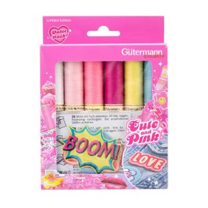 **-Gutermann Cute & Pink Box Set Sew-** All Thread 100m X 3 Rl & Iron On Applications X 3 ##-Gutermann 799752-##
