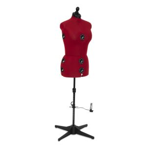 **-Adjustable Dressmakers Dummy - Diana in Red-** Diana in Red Fabric with Hem Marker, Dress Form, 4 Sizes Small to Full Figure. Pin, Measure, Fit and Display your Clothes on this Tailors Dummy ##-Sewing Online SPDM163---4-5-7-9-##