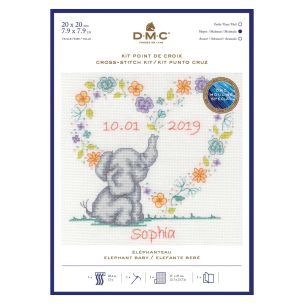 **-Dmc Baby Cross Stitch Kit-** Elephant 20x20cm ##-Dmc BK1879-##