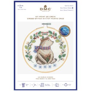 **-Dmc Cross Stitch Kit-** Folk Bear 14ct 18cm ##-Dmc BK1927-##