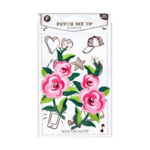 **-Make It Motif Iron On Pink Roses 2pc 6x11.6cm/3pk-** ##-Make It BM6562-##