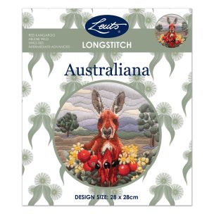 **-Helene Wild Longstitch Kit-** Red Kangaroo 28cm Rnd ##-Leuts HWLS-003-##