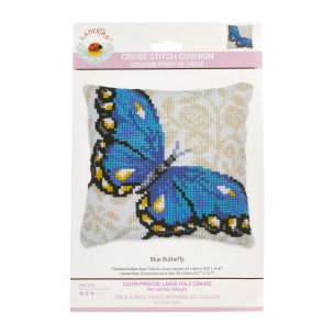 **-Lady Bird Designs Sudan Tapestry Cushion Kit-** Blue Butterfly 40cmx40cm ##-Ladybird Designs LH9-009-##