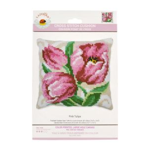 **-Lady Bird Designs Sudan Tapestry Cushion Kit-** Pink Tulips 40x40cm ##-Ladybird Designs LH9-023-##