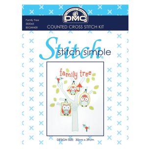**-Dmc By Leuts Cross-** Stitch Family Tree 30 X 39cm ##-Dmc 583043-##