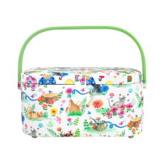 **- Sewing Basket -** Medium - Playful Cats In Bloom ##-Birch 011003-PLAYFUL-CATS-IN-BLOOM-##