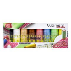 **-Gutermann Sewing Thread Set C Ne 50 100mt 8 Assorted Spools With Universal Ruler-** ##-Gutermann 734587-##